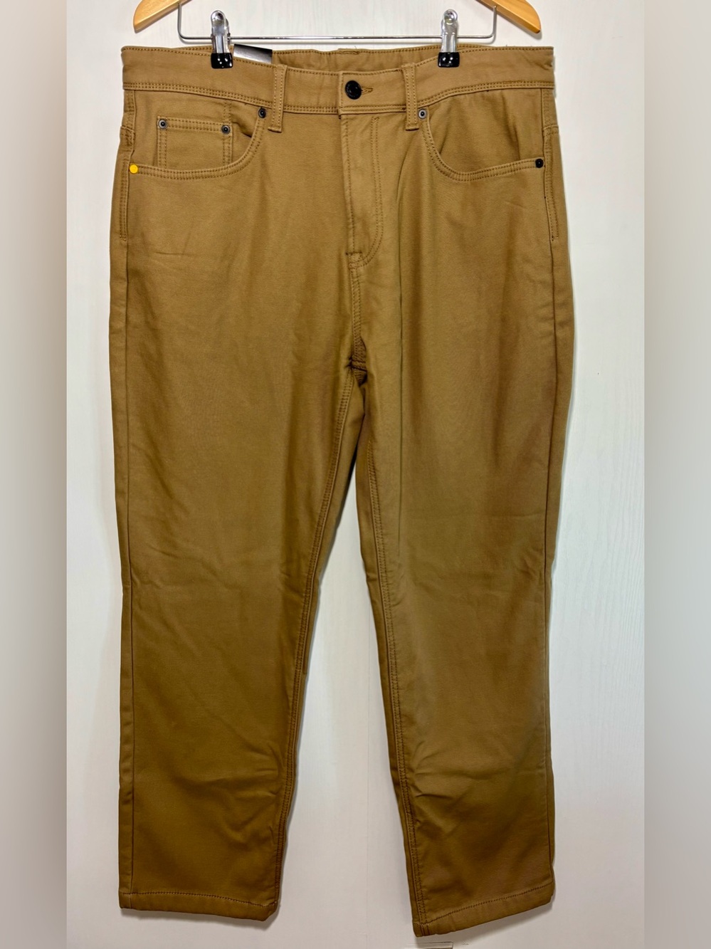 CAT Caterpillar Fleece Lined Work Pant Mens 36 Tan Canvas Insulated Workwear New